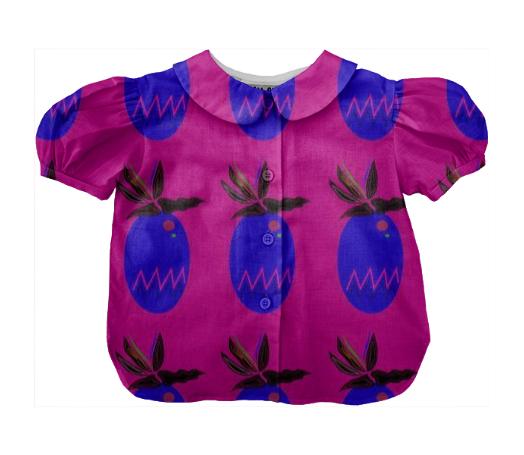 Kids blouse Ananases blue pink