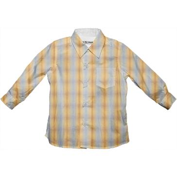 Blue yellow plaid striped summer pattern Kids Button Down