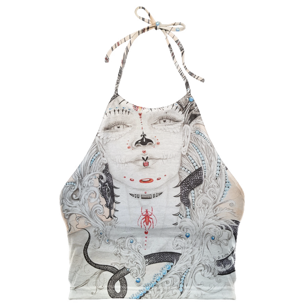 Day of the dead dia de los muertos hand drawn portrait viking inspired snakes butterfly