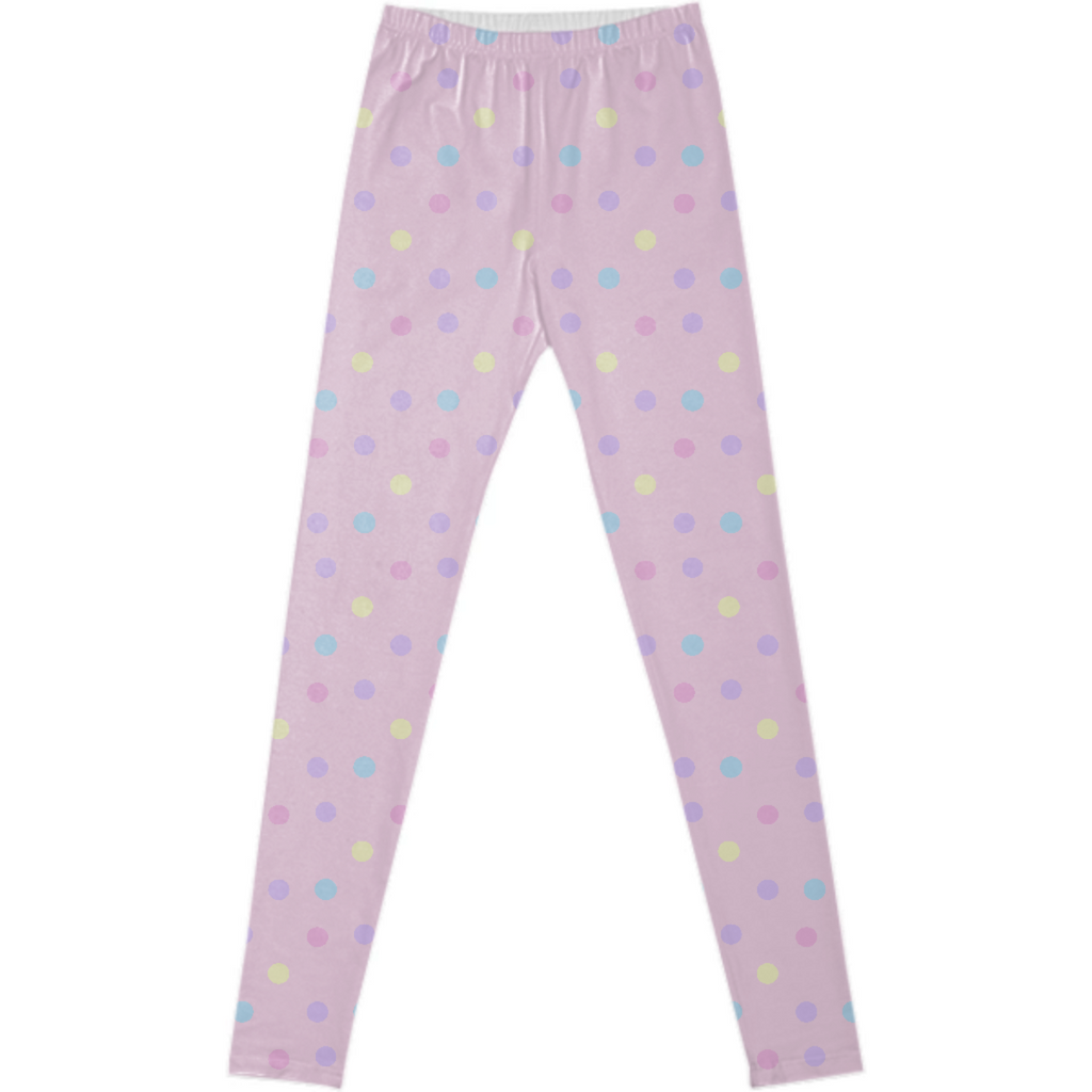 Soft Pastel Polka Dot Basic Leggings