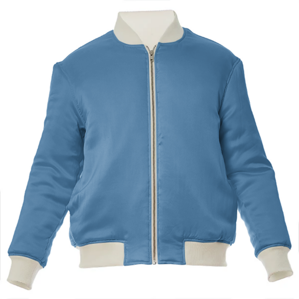 color steel blue VP silk bomber jacket