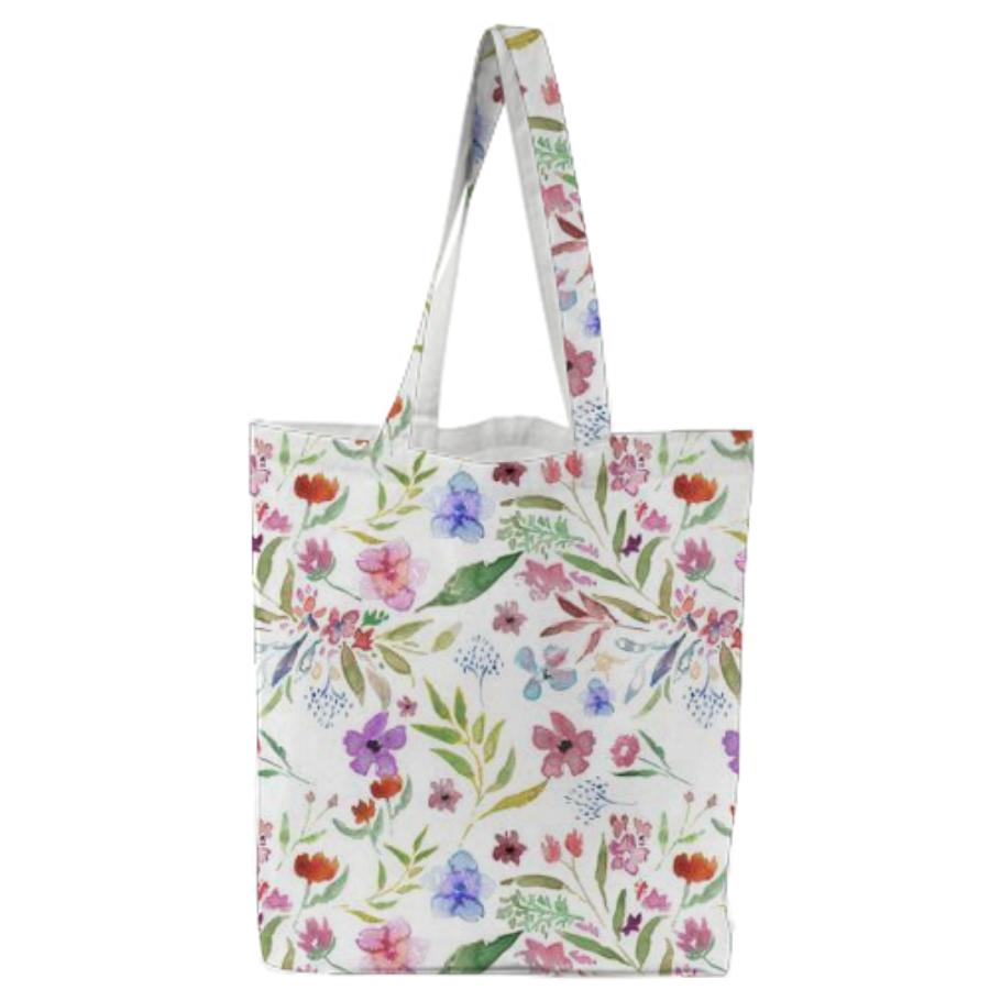 Spring Meadow Tote Bag White