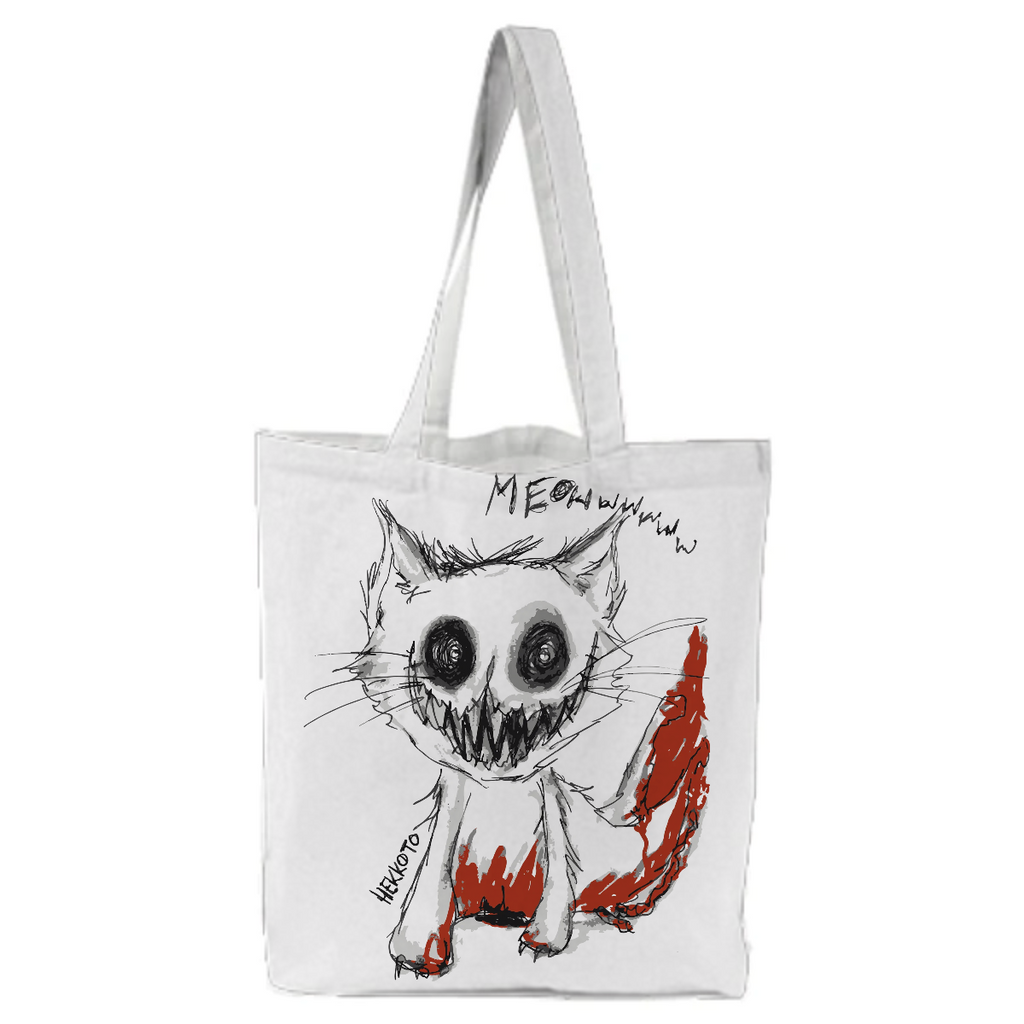 Gore bloody creepy horror kitty cat tote bag