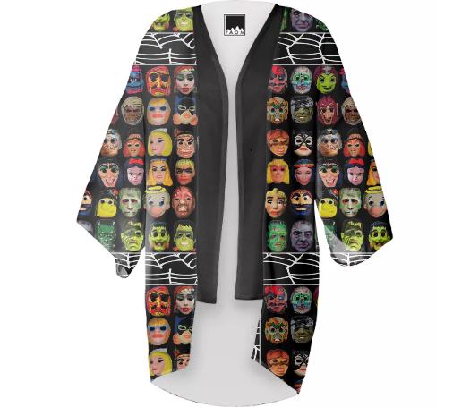 Vintage Halloween Masks kimono