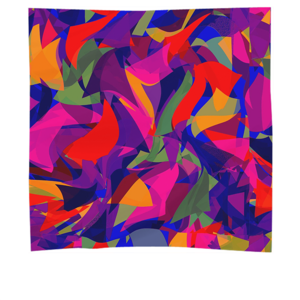 dancing triangles, multicolored, bright, fuchsia, abstract art