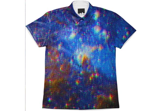 Glitchy Starscape Short Sleeve Workshirt