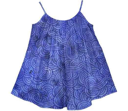 Royal blue swirls doodles Kids Tent Dress