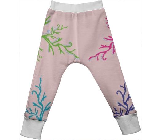 Kids artistic handdrawn Pants with Beautiful Corals
