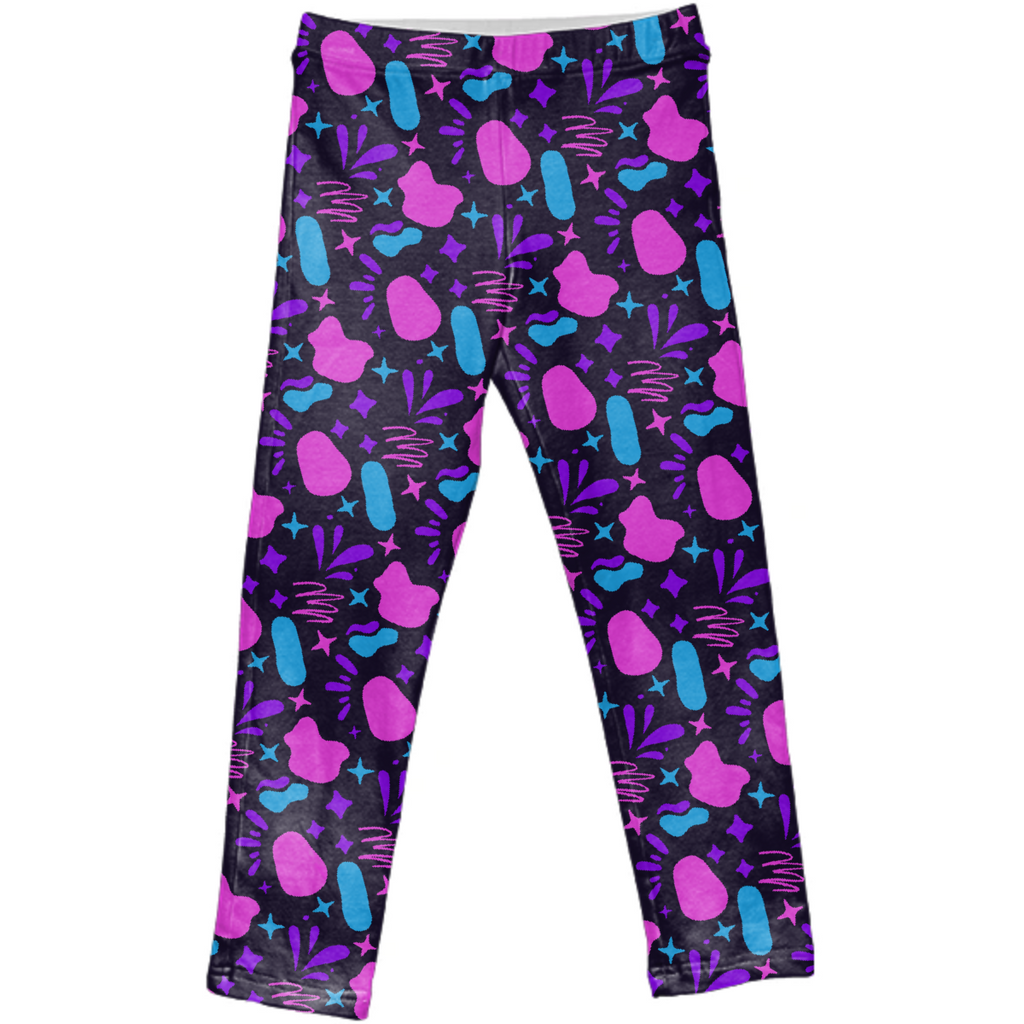 Abstract geometric stones and colorful stars kids leggings by stikle