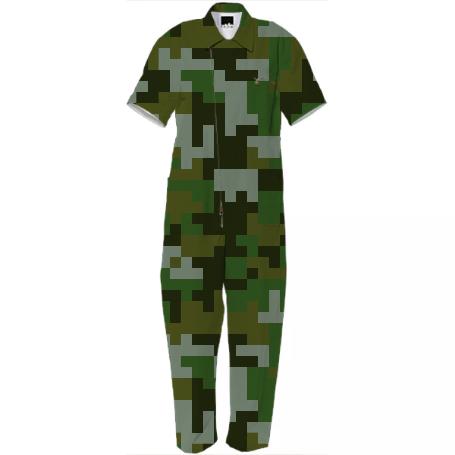 Green Woodland Pixel Army Camo pattern