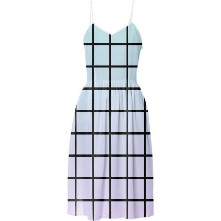 Pastel Gradient Grid Summer Dress