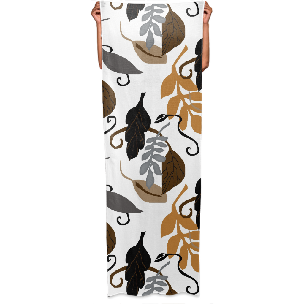 Neutral Leaves Pattern Wrap Scarf