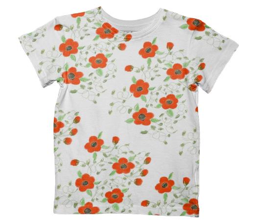 Orange Flowered Kids Tee