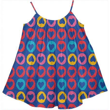 Hearts stripes blue kids tent dress
