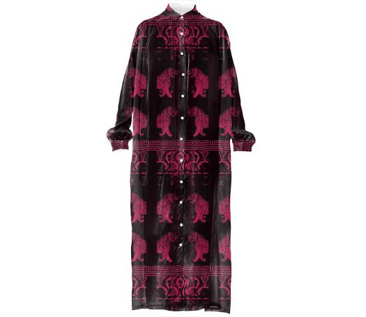 TRACY PORTER EGGPLANT SOUVENIR SILK SHIRTDRESS