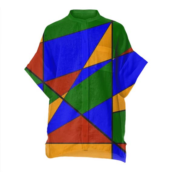 Geo Boxy Linen Shirt by TapWater Tees