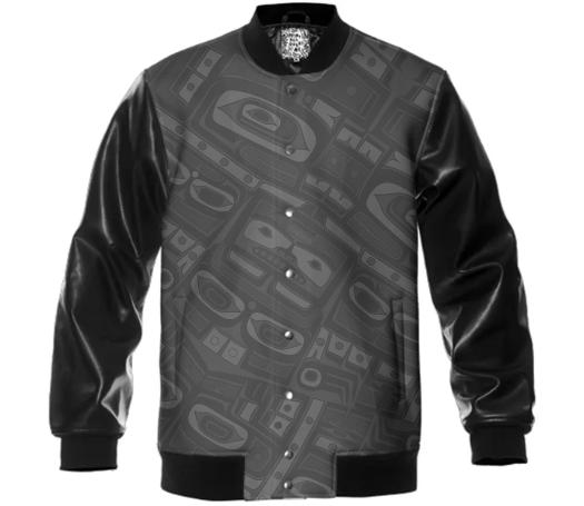 Black chilkat varsity jacket