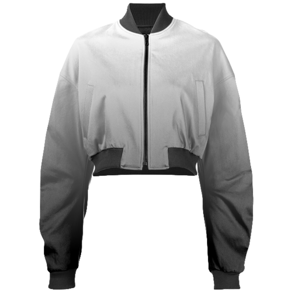 Black & White Fade Cropped Bomber Jacket