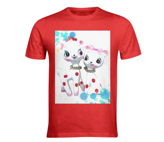 ggsdolls creation Red Dots Deer Couple Blue Bubbles Tee