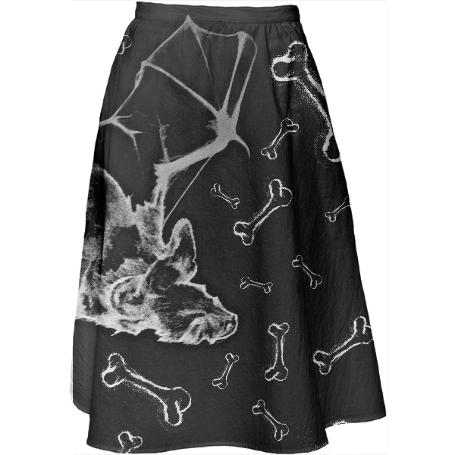 Bat Treats Black Midi Skirt