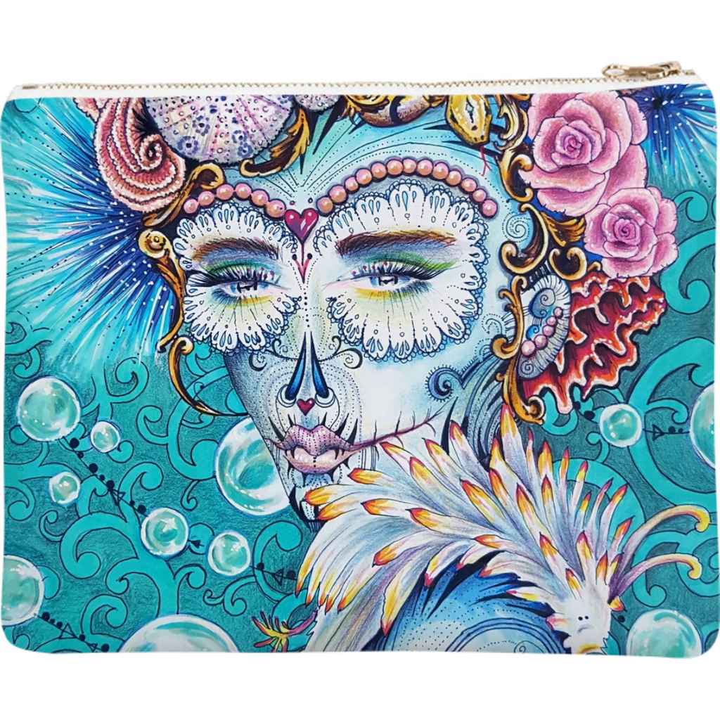 Day of the dead dia de los muertos hand drawn portrait coral reef inspired nudibranch