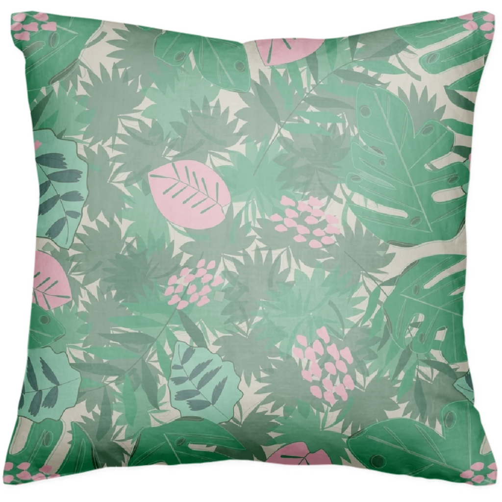 Tropical Pink and Green Leaves