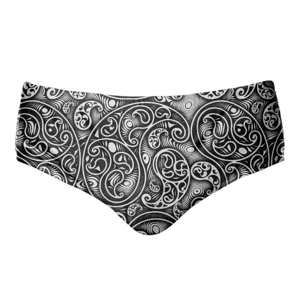 Black and White Paisley Swirls Spirals Pattern