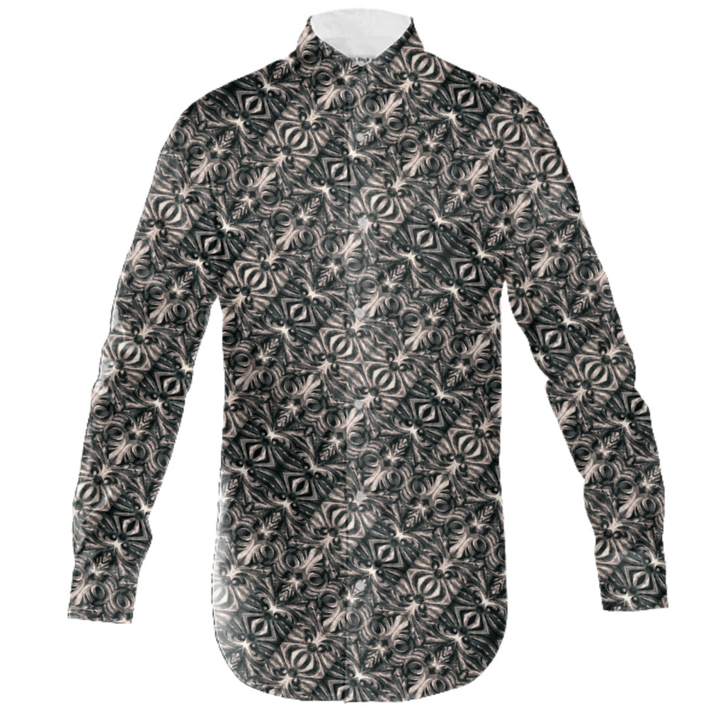 Modern Tribal Silver Ornate Pattern Print