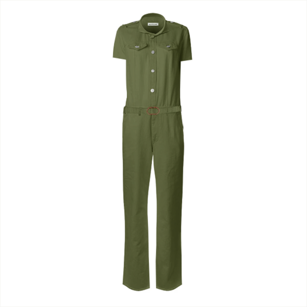 Solid Army Green Color Gabriel Held Belted Jumpsuit