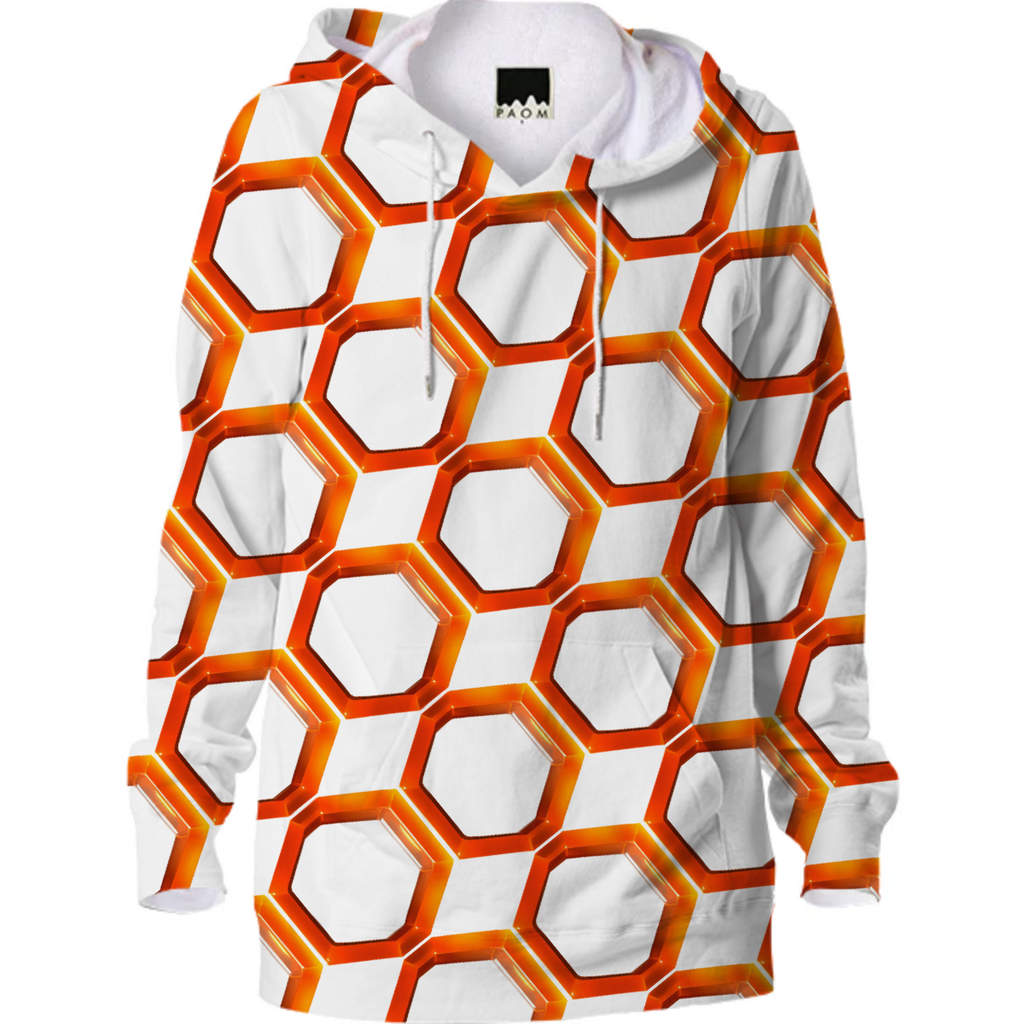 Orange white hexagons geometric