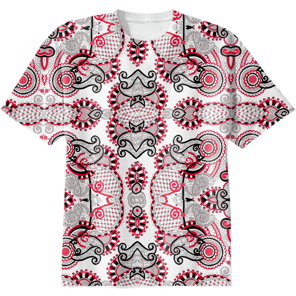 red black paisley t