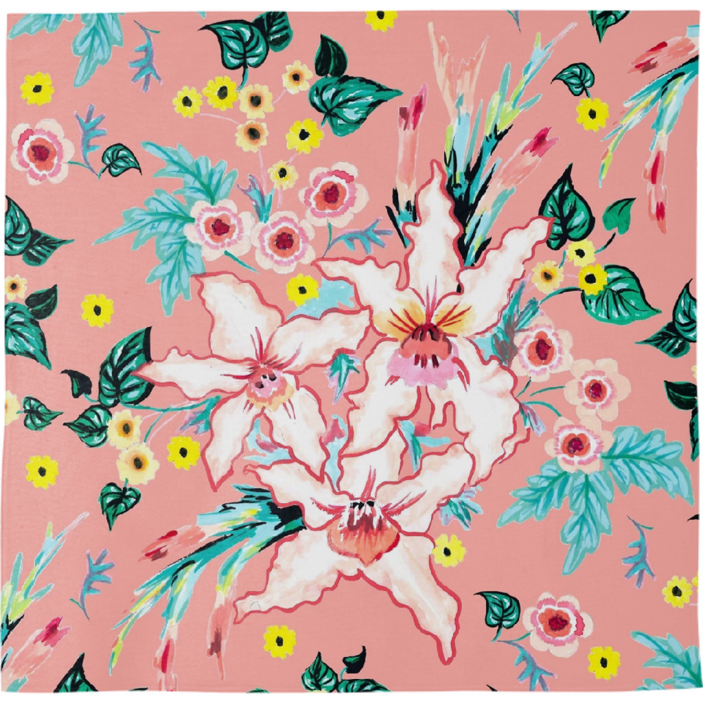 Tropical floral lilies on coral