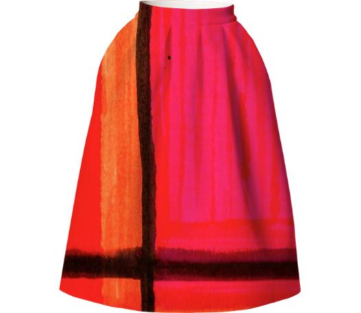 Pink Orange and Black Neoprene Skirt