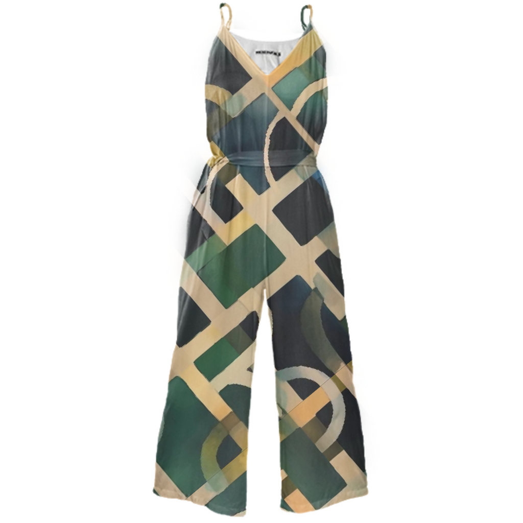 Watercolor Green & Gold Jumpsuit