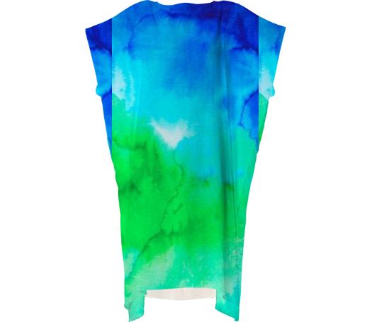 Blue and Green Watercolor Long Dress