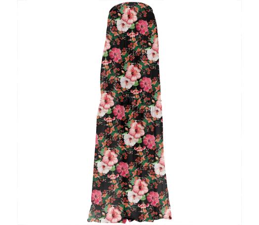 Floral Pattern Strapless Silk Dress