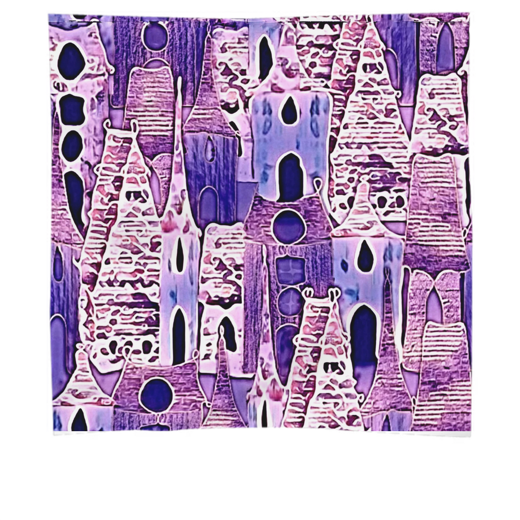 monochrome pattern, endless city, purple lilac houses, gingerbread neon