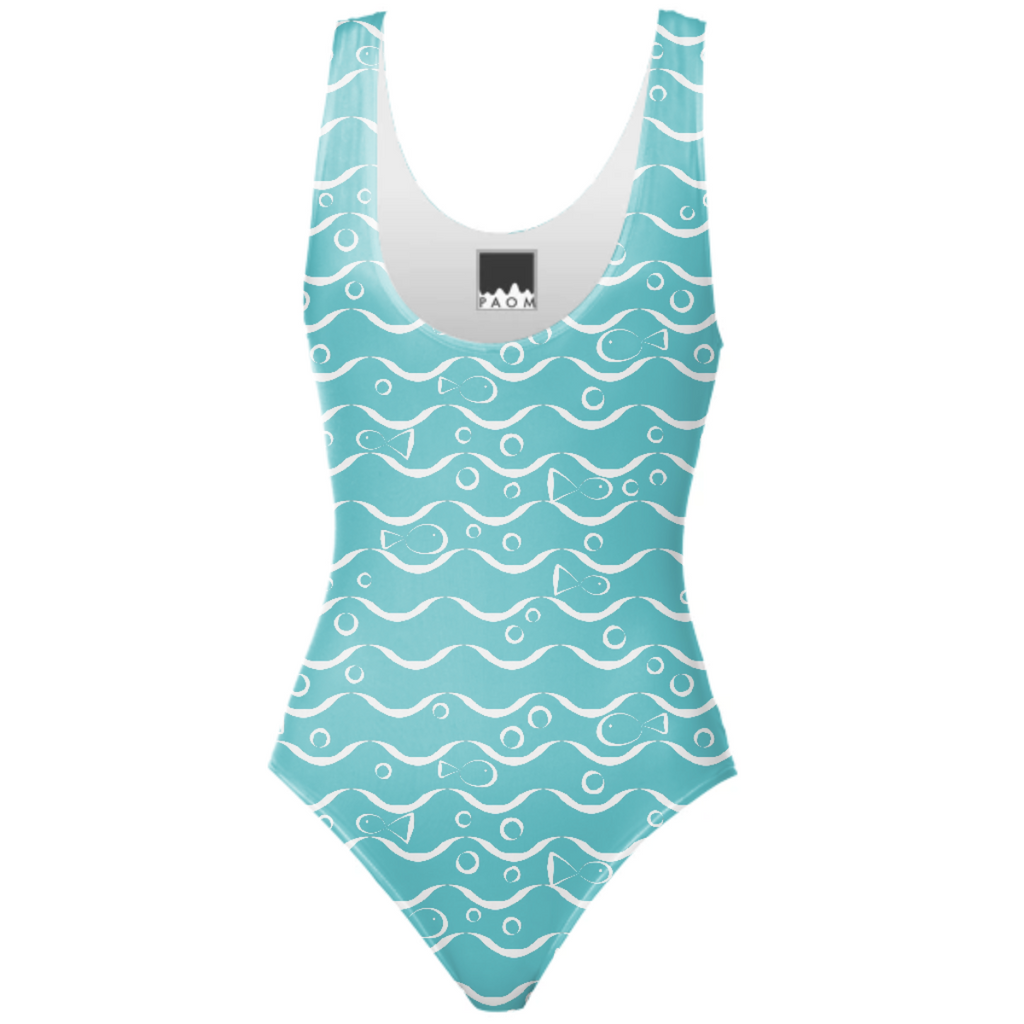 Sea and Fish One Piece Swimsuit
