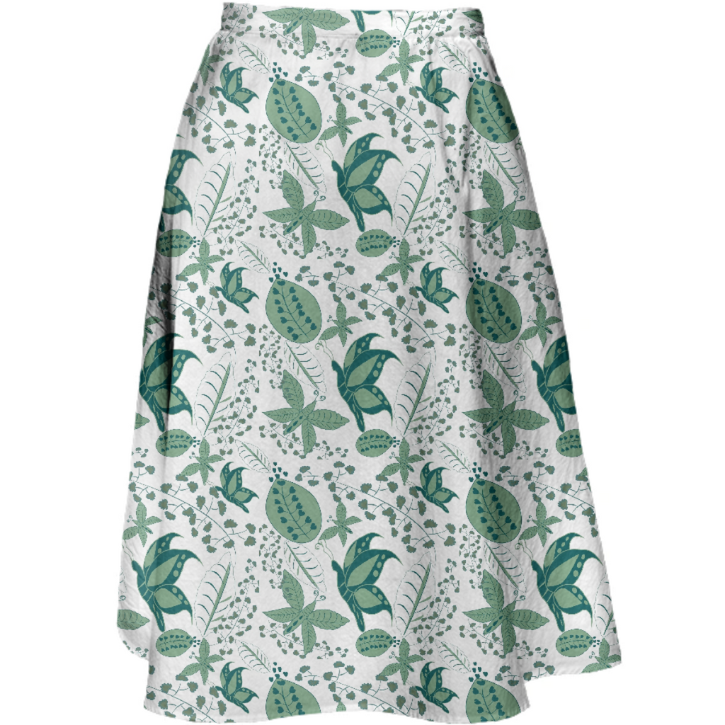 Green leaves and butterfly in white background