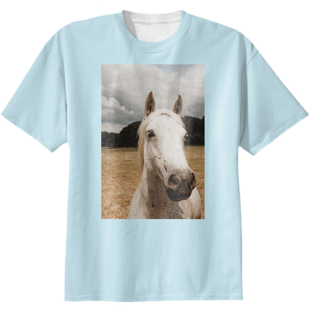 HOrse tee on ice blue
