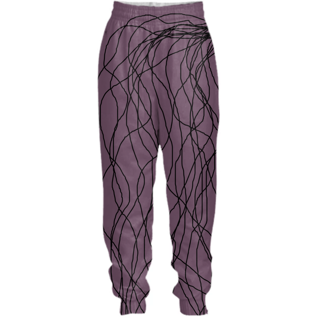 purple with black designs joggers