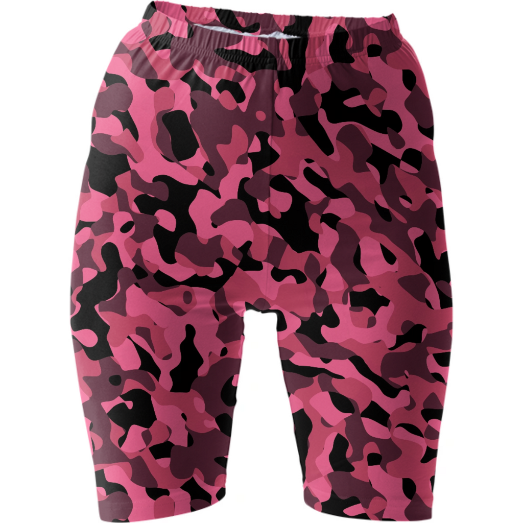 Pink and Black Camo Camouflage Pattern Bike Shorts