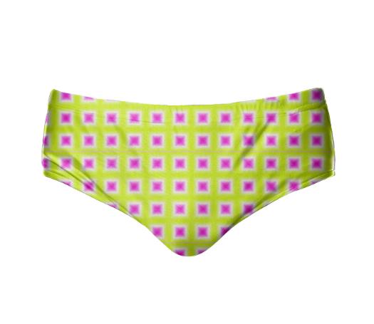 Yellow White Magenta Square Pattern Speedo