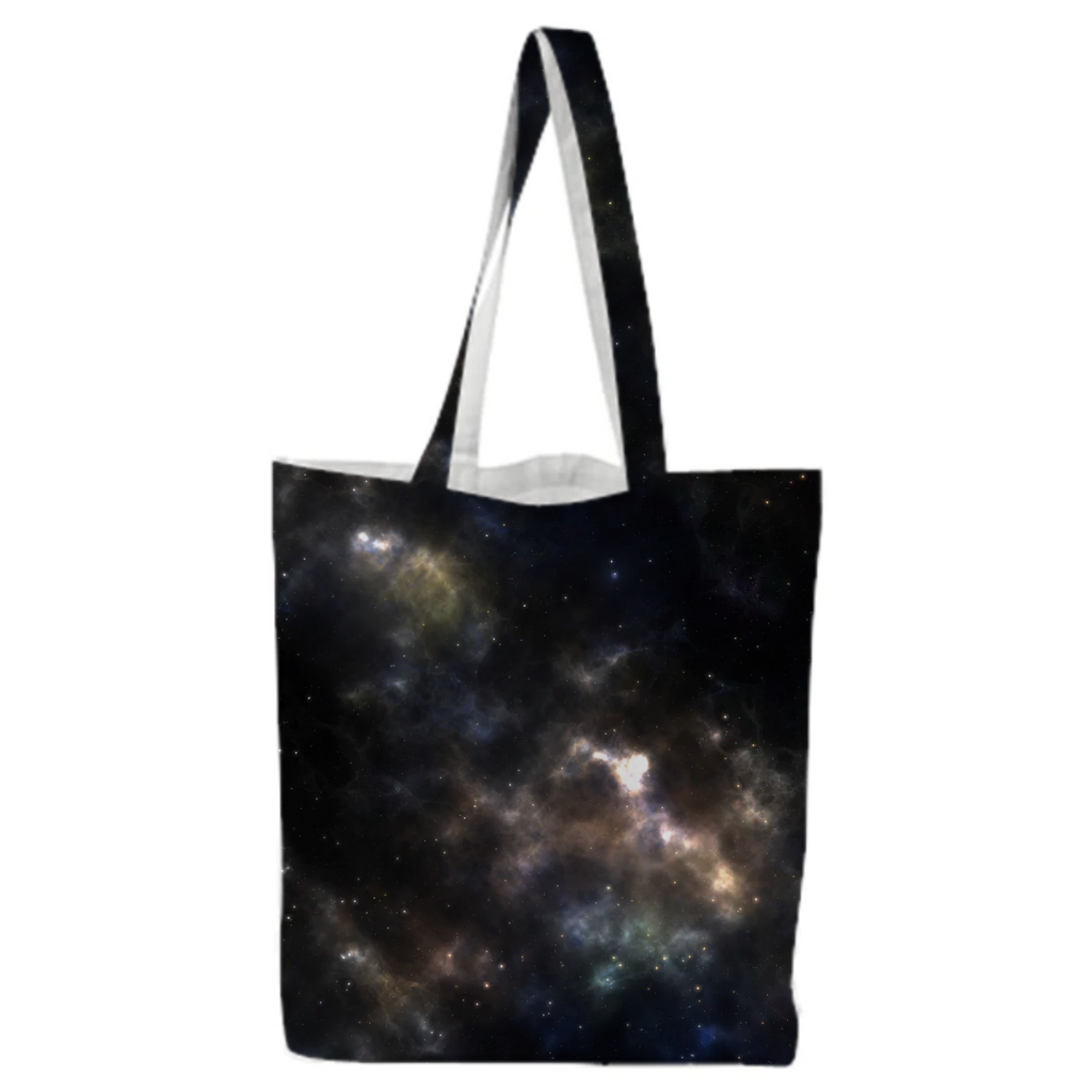 Colorful and magical, aesthetic nebula universe design blue orange tote bag