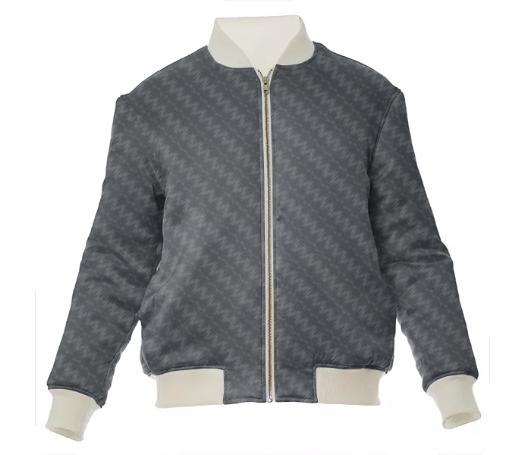 HF Blue Grey Houndstooth Bomber Jacket