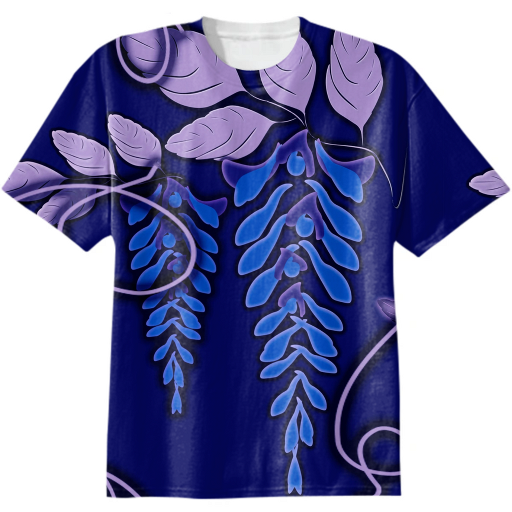 wisteria, at night, monochrome,minimalism, blue,lilac, flowers, leaves