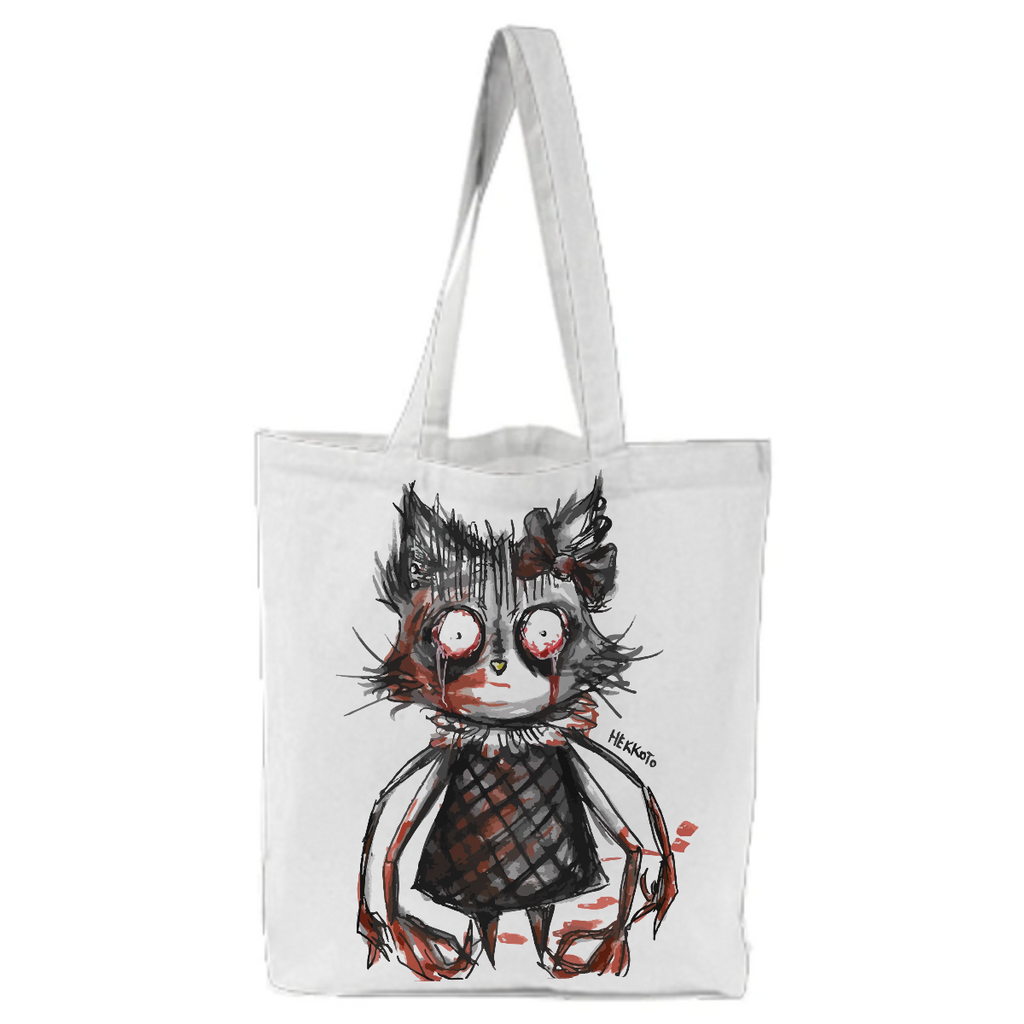 Hello cat Kitty monster creepy chibi kawai harajuku tote bag