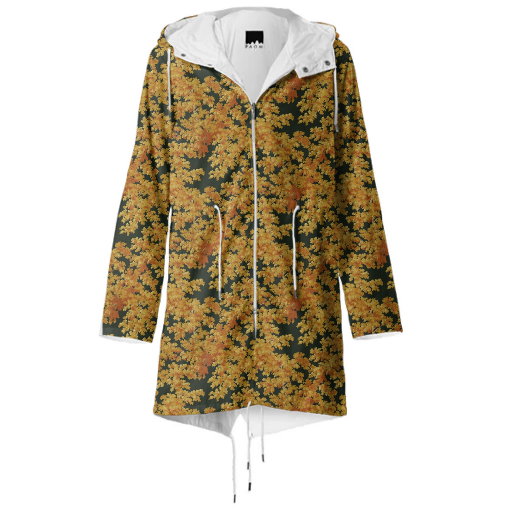 fall autumn orange leaf vintage wallpaper pattern raincoat