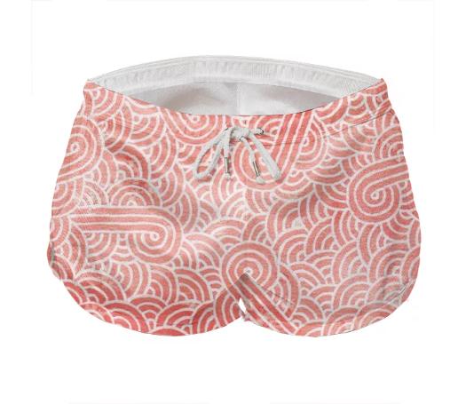 Peach and white swirls doodles Mens Short Shorts