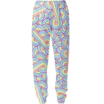 Rainbow and white swirls doodles Sweatpant